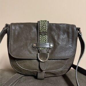 Cole Haan Small Olive Leather Crossbody Bag Braided Detail